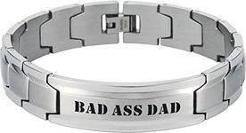 Elegant DAD & Father Themed Men's Wide Bracelet Surgical Grade Steel, Many Styles to Choose from, Metal