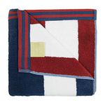 Aston & Arden Striped Reversible Oversized Thick Beach Towel (35x70 in., 600 GSM), 1 Luxury Pool Towel, Extra Large Bath Towel (Navy/Maroon)