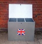 ASA METAL PRODUCTS LARGE GALVANISED FEED BIN WITH THREE COMPARMENTS