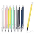 CIOUYAOS 14pcs Everlasting Pencil, Infinity Pencil with 14pcs Replacement Nibs, Macaroon Unlimited Reusable Erasable Eternal Inkless Writing Pen for Kids School Student Adult Artist Sketch Drawing