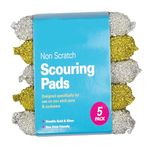 Zale Yardley Sponges Scrubbing Scouring Pad, 5pk Non Scratch Stainless Steel Scouring Pad, Washing Up Scourer, Scouring Pad Ball - Easy Grip Cleaning Pots Pans (Multi color)