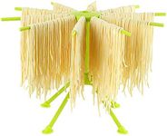 Ourokhome Collapsible Pasta Drying Rack, Plastic Foldable Homemade Fresh Spaghetti Stand Dryer Noodle Hanger for Kitchen with 10 Arms, Stable, Easy Storage, Quickly Set Up (Green)