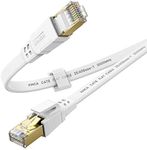 Cat 8 Ethernet Cable 10FT, High Speed Flat Network Cable Shielded with Gold Plated RJ45 Connector, 26AWG Lastest 40Gbps 2000Mhz SFTP Patch Cord for Router, Modem, Gaming, Ethernet Switch