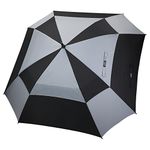 G4Free Golf Umbrella 62 Inch Extra Large Vented Square Umbrella Windproof Automatic Open Rain Umbrella with Double Canopy Oversized Stick Umbrella(Black/Grey)