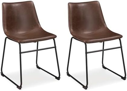 Signature Design by Ashley Mid Century Centiar 18.75" Dining Bucket Chair, 2 Count, Black and Brown