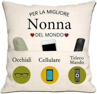 Bommex Nonna Regalo da nipote Nipote Migliore nonna del mondo Copricuscino 18x18 pollici con 3 tasche per nonna Regalo di compleanno Regalo per la festa della mamma Regalo di Natale(nonna)