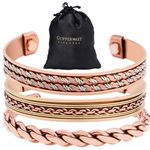 Coppervast Copper Bracelets- for Men and Women| Set of 3 with Gift Bag |Handmade 100% Copper