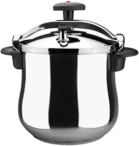 MAGEFESA ® Star B fast pressure cooker, 10.6 Quart, with rounded bottom, made in 18/10 stainless steel, suitable for all types of stovetops, included indution, 3 heavy security systems, 8 psi