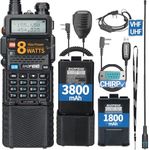 BAOFENG UV-5R 8W Ham Radio Long Range Handheld UV5R Dual Band VHF UHF Baofeng Radio with 3800mAh+1800mAh Battery,Speaker Mic and Programming Cable Walkie Talkies Full Kit