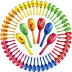 Jenaai 48 Pcs Mini Wooden Fiesta Maracas 6 Designs Noisemaker for Mexican Fiesta, Cinco De Mayo Party Favors, Musical Fun, Birthday Parties, Luau Party, Carnivals, Taco Tuesday Event