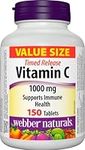 Webber Naturals Vitamin C Timed Release 1000 mg, 150 Tablets, For Bones, Teeth, Immune and Antioxidant Health