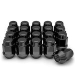 White Knight 1/2"-20 Thread Lug Nuts for Aftermarket or Factory Wheels - 20 Chrome Black Lug Nuts - Bulge Acorn Seating - Carbon Steel for Durable Construction & Easy Installation - 1704SBK-20AM