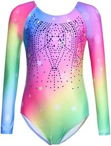 Zaclotre Kid Girls Gymnastic Leotard Long Sleeve Color Gradient Sparkly Ballet Dance One Piece Outfit