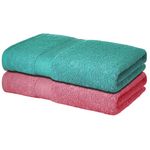 Trella Cotton 500 GSM Large Bath Towel Set (140 x 70 cm) - 2 Piece (Pastel Green Pastel Pink)