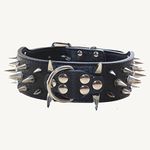 Haoyueer Sharp Spiked Studded Dog Collar 2 Inch Width Stylish Leather Dog Collars for Medium & Large Dogs Pitbull,Labrador,Boxer Rottweiler German Shepherd(Black,XL)