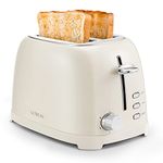 Ultrean Toaster 2 Slice with Extra-Wide Slot, Stainless Steel Toaster with Removable Crumb Tray, Small Toaster with 6 Browning Settings, Cancel, Bagel, Deforest Functions, 825 W (Cream)