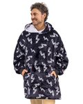 Blanket Hoodie, Oversized Hoodie Blanket, Sherpa & Fleece Wearable Blanket Hoodies for Women & Men, Comfy & Fluffy Hooded Blankets, Adult Lightning