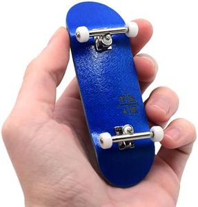 Prolific Complete Fingerboard with Upgraded Components - Pro Board Shape and Size, Bearing Wheels, and Trucks - 32mm x 97mm Handmade Wooden Board - Blue Blizzard Edition