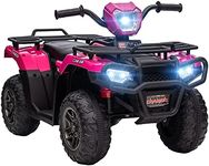 HOMCOM 12V Electric Quad Bike for Kids, Ride-On ATV Car w/Forward, Reverse Functions, Music, LED Headlights, for Ages 3-5 Years - Pink