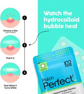 Patch Perfect Hydrocolloid Pimple Patches, 102 Count – Acne Spot Treatment