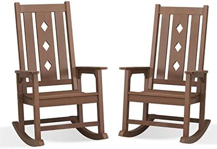 EFURDEN Rocking Chair Set of 2, EDRC01 Patio Rocking Chair for Adults, Smooth Outdoor Rocking Chair for Garden and Front Porch, 350lbs Weight Capacity (Brown)