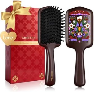 SIMETRA Wooden Paddle Hair Brush Unique Pattern Hair Brushes for Women Wet Brush Detangling Brush Guinean Ovangkol Hardwood Bristles for Scalp Massage for Men Kids for All Hair Types Gift (Butterfly)