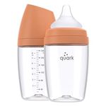 BuubiBottle Max Anti Colic Baby Bottles by Quark - With RealFeel Slow Flow Nipple for Newborns to Simulate Breastfeeding - BPA-Free, PVC-Free, Toxin-Free - 240 ml Bottle with Lid, 2 Pack - Orange