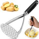 Potato Mashers, Potato Masher Food Grade Stainless Steel, Heavy Duty Potato Ricer Masher with Soft Grip Handle, Kitchen Food Masher for Mashed Potato, Tomato Puree, Jam, Vegetable & Fruits