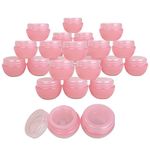 Beauticom 24 Pieces 10G/10ML Pink Frosted Container Jars with Inner Liner for Lotion Toners Lip Balms Makeup Samples - BPA Free