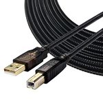 Printer Cable,25ft High Speed Gold-Plated Nylon Braided USB Type A Male to B Male for HP, Canon, Lexmark, Epson, Dell, Xerox, Samsung etc