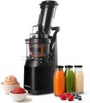 Fridja f1900 Cold Press Juicer, 240W Masticating Slow Juicer with 78mm (3”) BPA-Free Wide Chute, Black Stainless Steel body, Juice, Vegan Nut Milks, Sorbet, Ice Cream, Easy to Clean