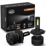 PRIVON LED Headlight Bulb for Car (White LED Headlight for car, 6000K) with External CANBUS Ballast Driver, 02 years Replacement Guarantee (Car LED Headlights Bulb) (150 watts, H4/H19)