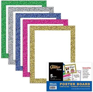 BAZIC Products Poster Board Glitter Color 11" X 14", Sparkling Frame Colored Poster Board Paper for Christmas Wedding Birthday Craft Project (5/Pack), 48-Packs
