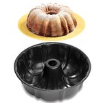 10 Inch Non-Stick Bunte Cake Pan, 10 Cups Heavy Duty Carbon Steel Fluted Tube Bakeware, Round Savarin Cake Mold for Oven Baking Pan for Bundtlet, Bavarois