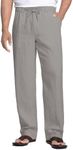 COOFANDY Mens Lightweight Pants Summer Straight Fit Beach Linen Pants Comfortable Linen Travel Pants (Grey, XXL)