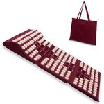 Core Asana Acupressure Mat Massager for Foot, Back, Neck and Joint Pain Relief, Reduce Stress & Tension with Pillow, Reflexology Accupressure Set (Rustic Red)