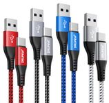 DRLIPEW USB C Charger Cable (1M 4-Pack), 3A USB to USB C Fast Charger Cable,Type C Phone Fast Charging Cable Nylon Braided for iphone 15, Samsung Galaxy S23 S22 S21 S20 S24 Plus Ultra S10, Pixel 8 7