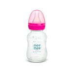 Mee Mee Premium Glass Feeding Bottle with Eazy-Flow Technology, Anti-Colic Valve,Anti Slip,BPA-free Baby Feeding Bottle For Babies & Toddlers(Pink, 120Ml)