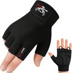 BEAST RAGE Gym Gloves Weight lifting Gloves Training Anti Slip Padded Palm Half Finger Powerlifting Workout Exercise Gloves for Men and Women (Jet Black, XL)