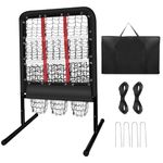 9 Pocket Pitching Net with Strike Target,Pitching Nets Fixed by 4 Ground Stakes,Softball Pitching Net of 3 Adjustable Heights,Pitching Pocket Net for Indoor&Outdoor Baseball&Softball Practice