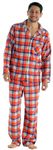 Bogari Mens Check Pyjama 2 Piece Set Brushed Cotton Flannel Warm and Comfortable Designed in Italy, Orange Check ZA06, XL