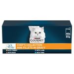 GOURMET Perle Chef's Collection Adult Wet Cat Food Mini Fillets in Gravy Variety Turkey, Tuna, Duck, Lamb 40 x 85g Pouches