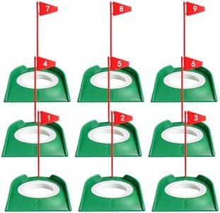 FINGER TEN Golf Putting Cup with Numbered Flag Design Value 6 or 9 Pack, Durable Plastic Practice Cups Golf Training Aids, Lightweight Easy to Carry for Office Backyard Indoor Outdoor (Green-9 Pack)
