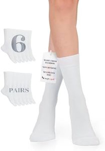 Hugh Ugoli Women Rayon Dress Socks, Extremely Soft Thin Crew Socks for Business, Trouser & Casual, Non-Binding & Breathable, White, 6 Pairs, Shoe Size: 6-9