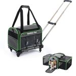 Gardner Pet Cat Carrier with Wheels, Airline Approved Cat Carriers, Breathable Mesh, Expandable Soft-Sided Carrier for Travel, BPA-Free for Cat & Small Dog, Medium with Wheels