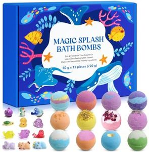Petlixa Bath Bombs Natural Birthday Gift with Surprise Inside Set, 12 Bath Bombs with Land & Sea Animal Figures, Fizzy Shower Bombs for Kids, Handmade Bubble Bath Gift for Birthday, Christmas (12P)
