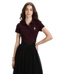 U.S. POLO ASSN. Women's Textured Slim Polo Shirt (UWAW23TSH013_Purple_L)