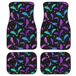 Aoopistc Halloween Bat Star Print Car Front Rear Floor Mats Full Set Heavy Duty Cars Foot Rugs Protector for Most Vehicles, 4 Pieces Colorful Auto Interior Accessories Universal Fit Cars, SUVs Decor