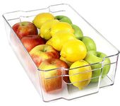 Greenco Stackable Refrigerator and Freezer Wide Storage Bin With Handles, 14.8" x 8.3"x 3.75", Clear