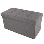 Lavish Home Folding Storage Bench Ottoman– 30” Tufted Foam Padded Lid, Dark Gray